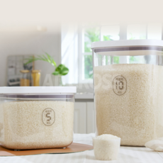 [애드크로스 홈쇼핑]무선 밀폐 독일 진공 쌀통 바로락 강아지 방습 사료통 원터치 쌀보관통 5kg+10kg 1개