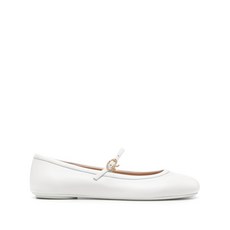Gianvito Rossi(지안비토 로시) 라운드 토 가죽 발레리나 슈즈