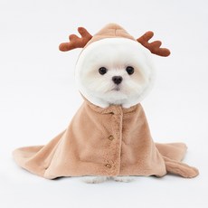 강아지 루돌프 수건 사슴 후드 담요 수면잠옷 강아지 가운 판초우의, 1개, 카멜