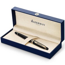  Waterman 전문가 만년필 23k 골드 트림 글로스 블랙 파란색 잉크 카트리지가 있는 파인 닙, Fountain Pen, Medium Nib 