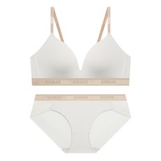 게스 언더웨어 로즈골드 밴딩 와이어프리 브라 팬티 세트