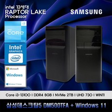 삼성데스크탑5 13세대 i3 컴퓨터 DM500TFA-A38A+WIN11(i3-13100/8GB/SSD2TB/UHD730/WIN11), 8GB