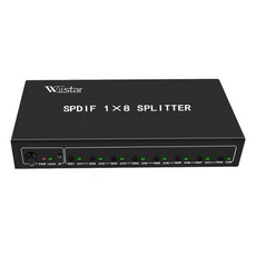 Wiistar-SPDIF 분배기 1x8 디지털 광학 오디오 분배기 SPDIF 1 In 8 출력 지원 DTSDolby 전원 어댑터 고품질, 한개옵션0