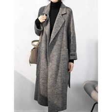 헤링본 롱코트 모직 혼방 겨울 데일리룩 빅카라 스타일 여성 하프코트 필수