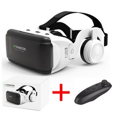 휴비나인 쓰리디글라스 VR Shinecon G06E 3D 안경 휴대 전화 비디오 영화 47653 quot헬멧 골판지 가상 현실 스마트 폰 게임 패드, 2.VR With Controller A, 1개