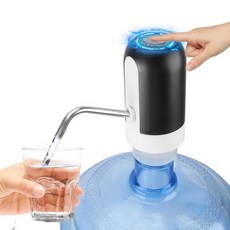 휴대용 물 디스펜서 워터 펌프 블루 LED 조명이 있는 자동 물 무선 전기 펌프 배럴 펌핑 장치 USB 충전식, 2) Black, 2) Black