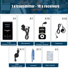 Retekess T130 투어 가이드 시스템 오디오 마이크 송신기 수신기 소풍 교회 번역 공장 교육용 충전 베이스, [05] 1-10, 05 1-10