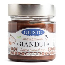 Giusto Sapore Sicilian Hazelnut Sweet Cream 스프레드 이탈리아 수입 및 가족 소유 7oz, Gianduia, 200g, 1개