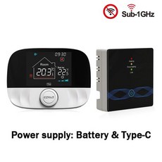 가스 보일러 무선 온도조절기 RF433 실내 컨트롤러 프로그래밍 바닥 난방 배터리 USB 전원, 100-240V, 03 Black Set, 01 100-240V_01 중국