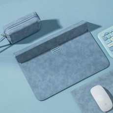 【베스트셀러】노트북 속 담낭 적용 레노버 맥북 14 맥북 프로 태블릿 13 컴퓨터 에어 여 맥 케이스 패드 수납 가방, 스탠드형(가로형) 스모그 블루전원팩, 12