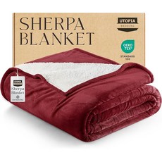 Utopia Bedding 셰르파 담요 킹 사이즈 (포레스트 그린 228.6x259.1cm(90x102인치)) - 침대 소파 카우치 캠핑 및 여행용 부드럽고 가벼운 플러, 1, King, 레드