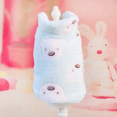 펫보스 강아지옷 곰돌이 수면조끼, 블루