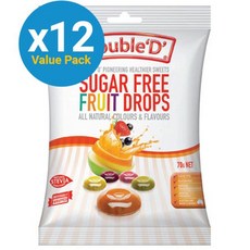 Double D Sugar Free Fruit Drops 더블디 무설탕 후르츠 드롭 70g 12팩, 12개