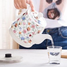 북유럽 빈티지 세라믹 꽃무늬 전기포트 1.2L