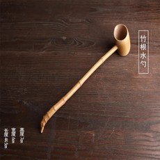 긴 손잡이가 달린 수제 대나무 물 국자 수프 스푼 국자 디퍼 천연 나무 물 스푼 이동 도구 요리 도구, 01 A, 1개