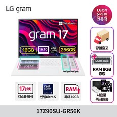 LG전자 2024 그램 17 코어Ultra5 인텔 14세대, 스노우 화이트, 1TB, 16GB, WIN11 Home, 17Z90SU-GR56K