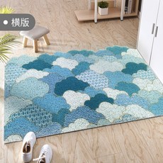 자바라 현관 매트 재단가능함 셀럽 실타래 진입문 카페트 도어매트 가정용, T11-120cm*220cm, C03-푸른바다 구름 낀 하늘(가로판)