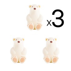 북극곰 실리콘 칫솔걸이 곰3마리 패키지 흡착 홀더 다용도 걸이, 아이스크림화이트, 3개