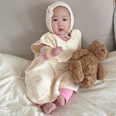 불로홈 아기 신생아 사계절 거즈 잠옷 수면조끼 실내복