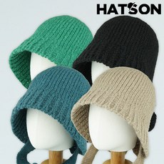 [햇츠온]2H4408 HatsON 브랜드 여성 겨울 방한 니트 보넷 벙거지 귀덮개 알파카 울 모자 AA - 햇츠온귀달이모자