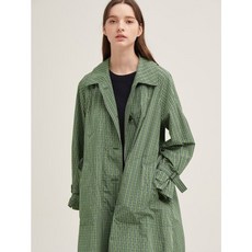 빈폴레이디스 카키 스몰 체크 싱글 롱 트렌치 코트 (BF983TC07H)