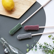 파스텔 실리콘 다용도 슬림 병 세척솔(3color), 없음, 그린, 1개