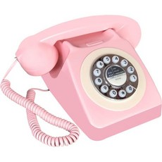 Corded Retro Phone TelPal Vintage Old 집과 사무실 장식을 위한 클래식 1930년대 앤틱 유선 전화 리다이얼이 있는 노블 호텔, pink