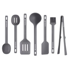 WAGENSTEIGER Edel矽膠廚具 7件組, 深色, 長柄湯匙+鍋鏟+三孔鍋鏟+兩孔炒匙+炒匙+油刷+夾子, 1組