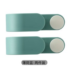 옥상달빛 무타공 대걸레걸이 갈고리 욕실 화장실 신기 강력함 고정 접착식 후크 빗자루 끌다 천집게, 1, 박하 블루 2개