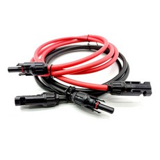 태양 전지 패널 연장 케이블 구리 와이어 6 4 2.5 mm2 0 2 4 AWG 검정색과 빨간색 태양 PV 케이블 커넥터 포함, Red and Black, 14 AWG-2.5mm2, 1개