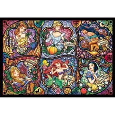 Tenyo 디즈니 Brilliant Princess Stained Glass Gyutto Size Series Jigsaw Puzzle (500 Piece), 단일옵션, 1