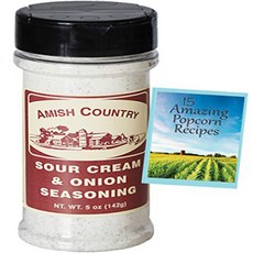Amish Country Popcorn | Sour Cream and Onion Popco 아미쉬 컨트리 팝콘 | 사워 크림과 양파 팝콘 시즈닝 - 5온스 | 레시피 가이드가 포함, 141g, 1개
