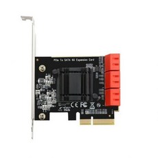 [해외] 6 포트 SATA 3PCIE 확장 카드 PCI EXPRESSSATA 어댑터 변환기 (방열판 포함), 빨간