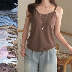 데일리앤 피너츠 린넨 끈 나시 여성 나시티 민소매 티셔츠 이너 슬리브리스 여름