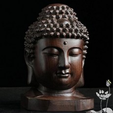 중국 나무 Sakyamuni 부처님 동상 Buddist 스님 입상 Fengshui 장식 무료 스탠드 좋은 축복|피규어 & 미니어처|, 1개, Buddha Head