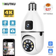 듀얼 렌즈 와이파이 실내 베이비 모니터 무선 블루투스 보안 보호 비디오 감시 YI IOT 4K 8MP 전구 카, 01 CHINA, 03 4K 8MP Camera