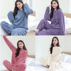 극세사홈웨어 세트 겨울 파자마 수면 바지 여성 잠옷
