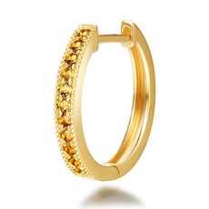FANCIME 0.125ct K14 천연석 피어싱 레이디스 맨즈 천연 황수정 11석 골드 후프
