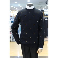 STCO F/W 네이비 올오버 포인트 라운드 니트 SKTQD38