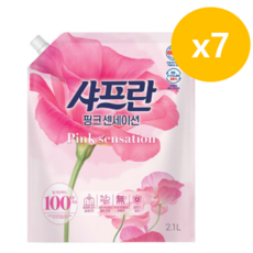 샤프란 핑크센세이션 섬유유연제 로즈향 리필, 2.1L, 7개