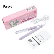 Mini Hair Straightener 2 in 1 Portable Ceramic Tourmaline Flat Iron Heating Curler for Curling Straighten Bang Wavy Hair Short Hair Sky Blue, 본문참고, Color = Purple