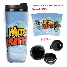 동물 형제 주변 더블레이어 단열컵 자 냉수컵 WILDKRATTS 독창적, 06 타입 400ml/