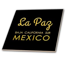 3DROSE LA PAZ BAJA California SUR Yellow on Mexico Black. Patriotic Gifts - Tiles (6-Inch-Glass), 6-Inch-Glass