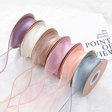 쉬폰 피쉬테일 포장리본 선물포장 꽃포장 끈 실루엣리본 폭4cm 길이9m, 핑크