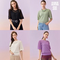 [런칭가 99000원] 안나수이 (ANNA SUI) 썸머 실크린넨 블렌딩 팝콘 니트 + 이너 총 2종