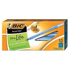 BIC 빅 라운드 스틱 볼펜 (1.0mm) 검정색 청색 적색 낱개포장 박스포장, 청색 (12개입 박스포장)