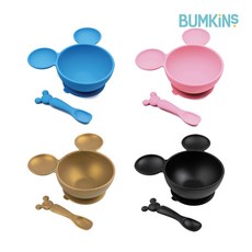 범킨스 실리콘 미키 유아식판 세트 4종 스푼 포함 / Bumkins Disney Baby Bowl, black, 1개