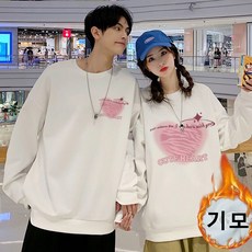 캐주얼 커플룩 맨투맨 티셔츠 봄가을 남녀공용 루즈핏 긴팔 티셔츠 트렌디 커플 맨투맨 YJW