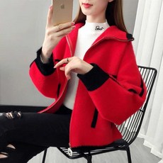 가디건 긴팔 의류 여성용 의상 아우터 캐주얼 양털 지퍼