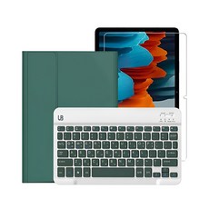 갤럭시탭S9 FE 플러스 파스텔 키보드 케이스+블루투스 키보드+강화유리 보호필름 1매, 핑크+강화유리 필름 1매